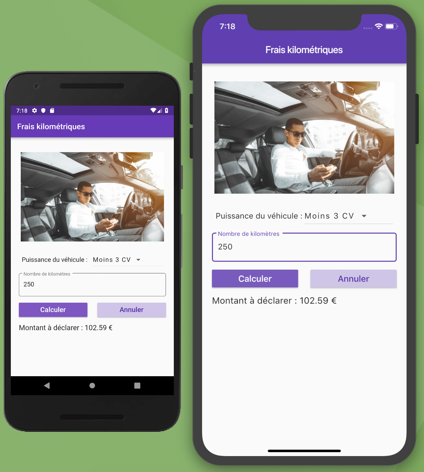 Frais Kilométriques permet de calculer le montant des indemnités kilométriques de vos déplacements professionnels.